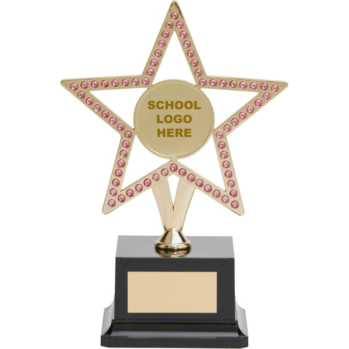  10'' GOLD METAL STAR WITH PINK GEMSTONES - CHOICE OF SPORTS CENTRE 